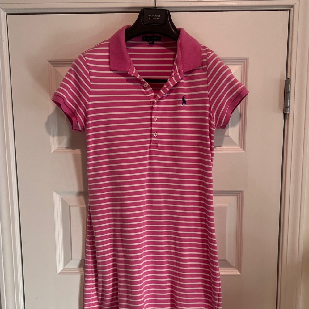 Ralph Lauren Pink and White Striped Polo Dress